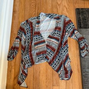 About a girl Size M Womens Duster Patterned Open Front Cardigan Sweater
